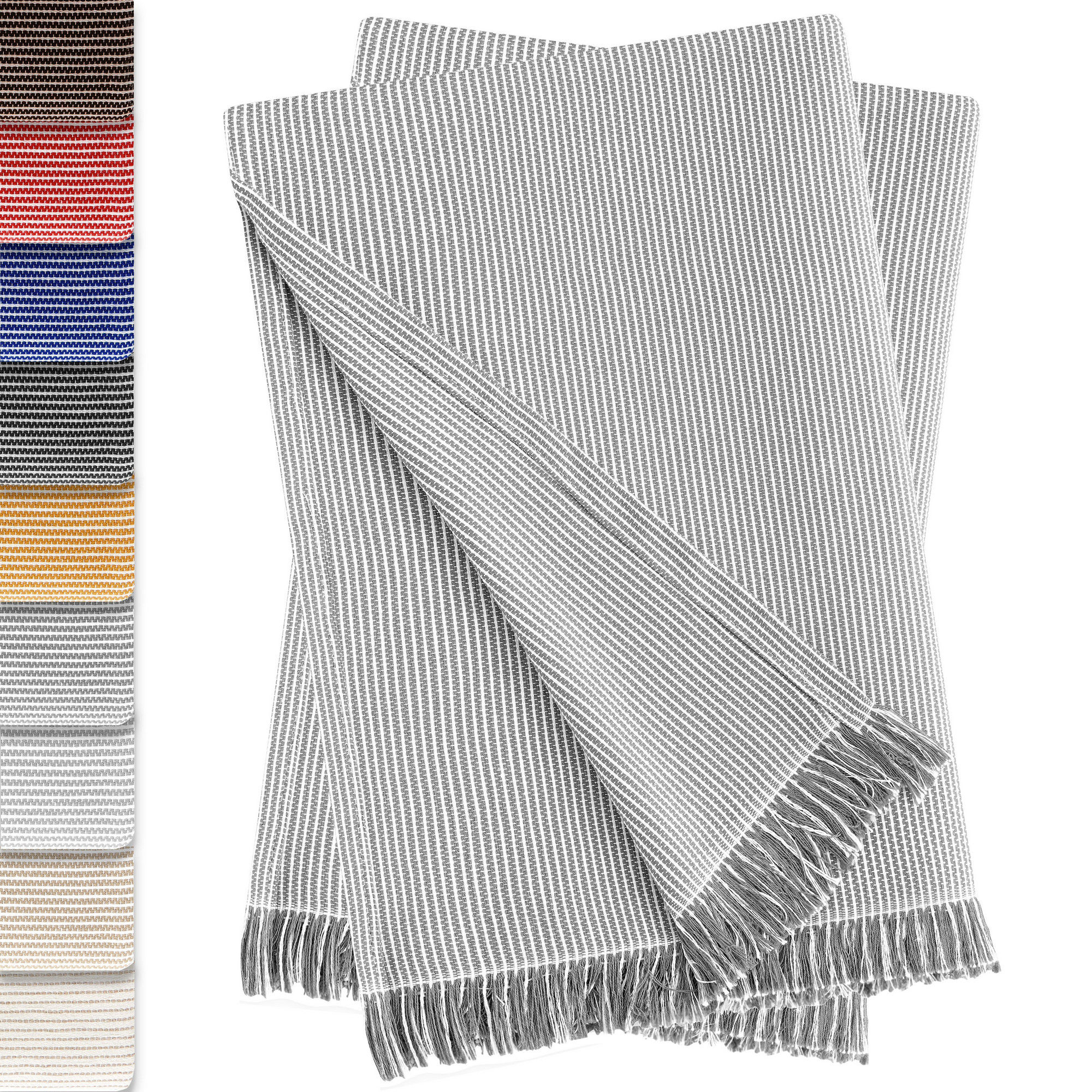 Conjunto de 2 colchas multiuso xadrez Paul, 180 x 260 cm, cinza escuro.