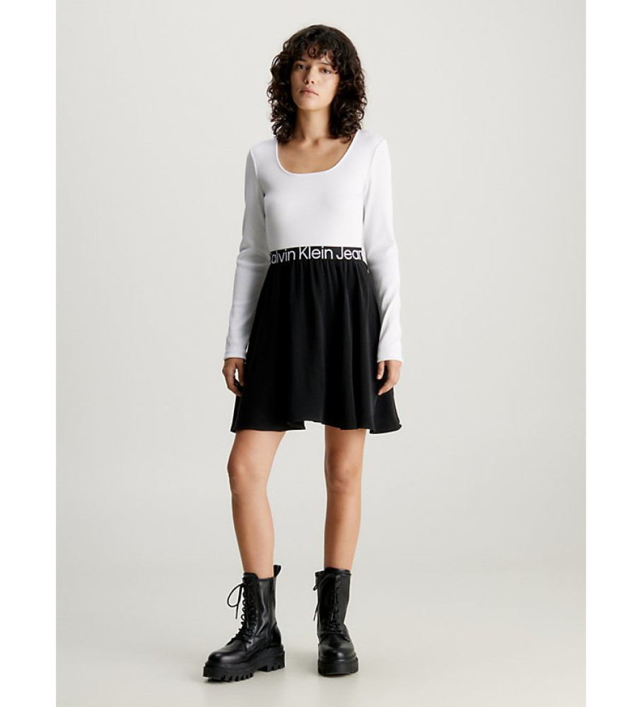 Calvin Klein Jeans Vestido Logo Elastic negro, blanco