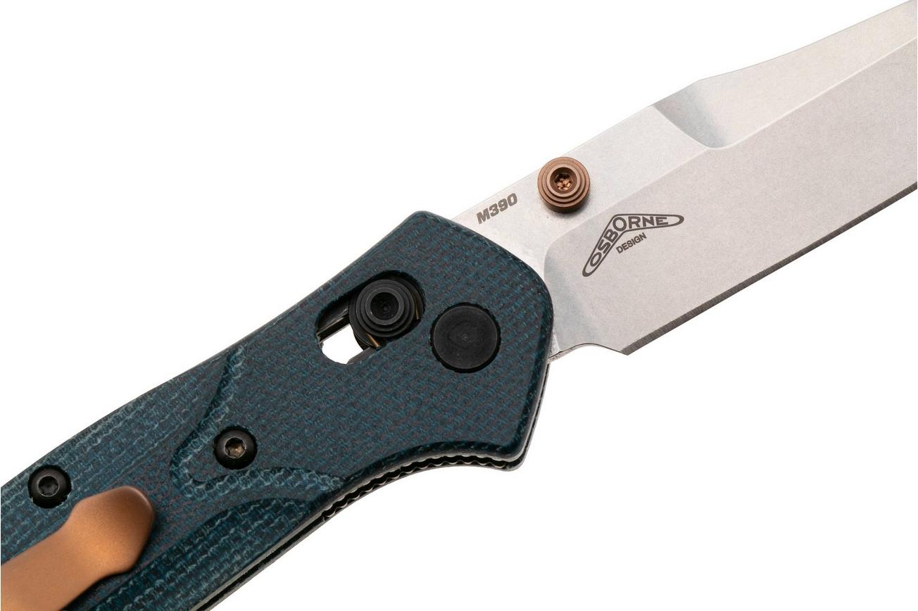 Benchmade Mini Osborne 945-04 Stonewashed M390, Blue Denim Micarta, zakmes, Warren Osborne design