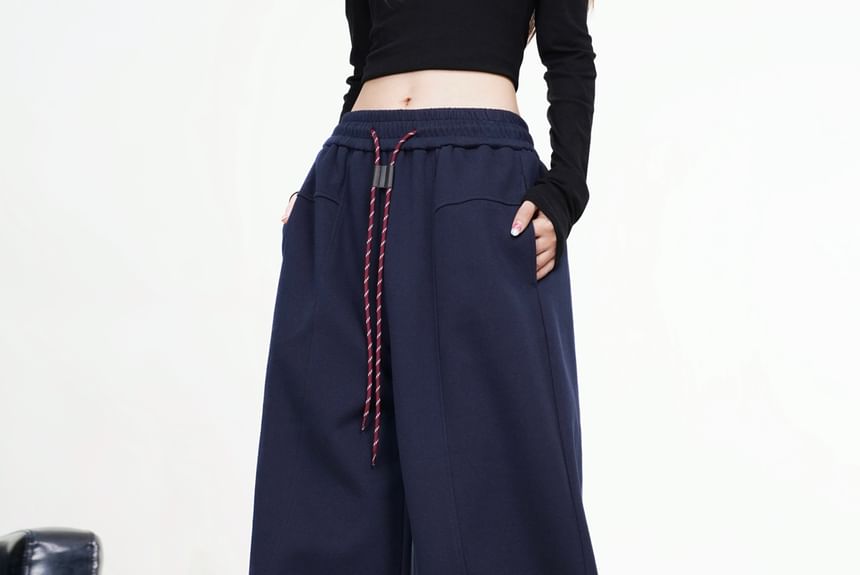 Taragon - Hoge taille effen wijde broek