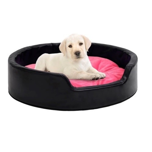 Sofá vidaXL com almofada lavável, preto e rosa, para cães e gatos.
