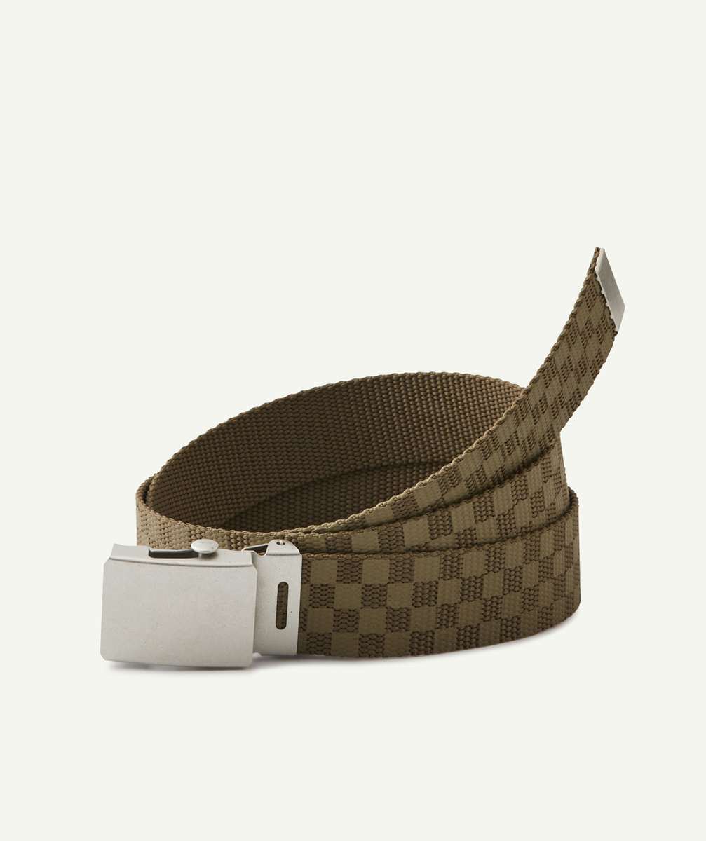 CEINTURE GARÇON EN DAMIER KAKI