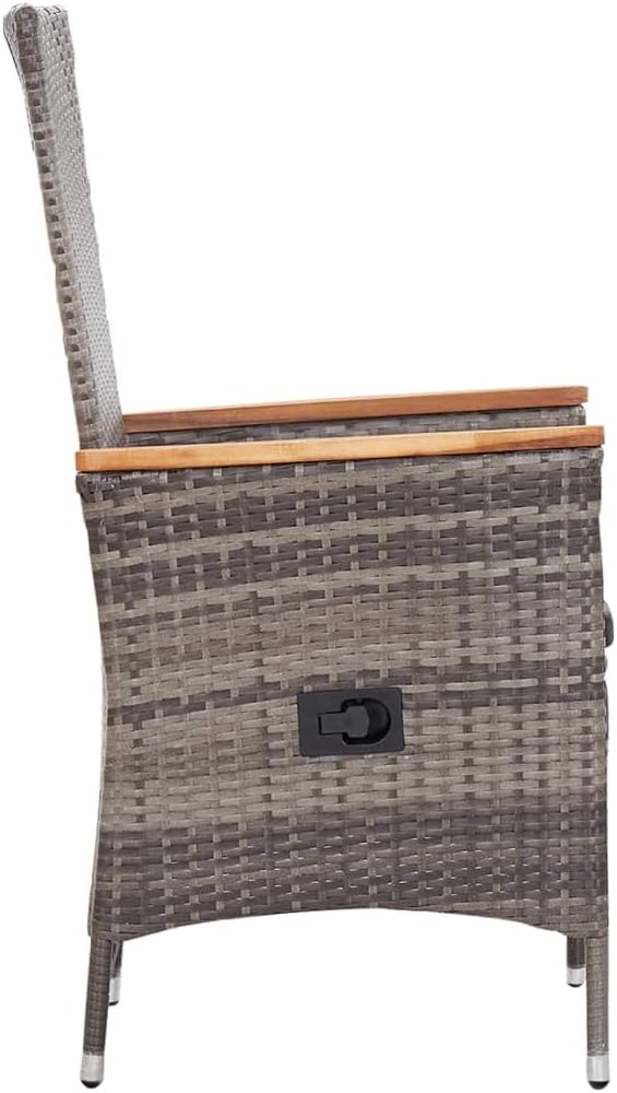 vidaXL 2X Gartenstuhl mit Kissen Gartensessel Stuhl Sessel Hochlehner Rattansessel Gartenmöbel Rattanstuhl Stühle Poly Rattan Grau