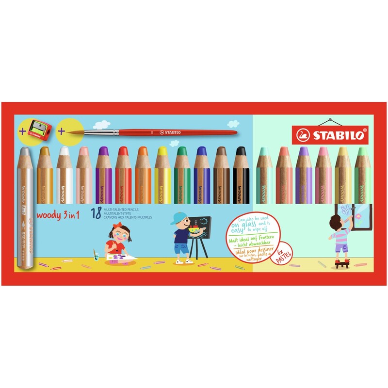 Stabilo Farbstifte Woody 3 in 1, 18 Stück, assortiert