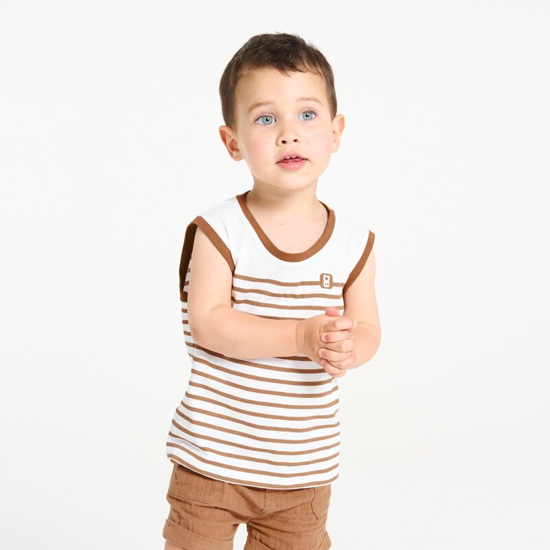 Débardeur jersey rayé marron bébé garçon Marron