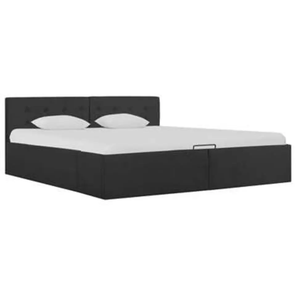 vidaXL - Bed met opbergruimte - Hydraulische- Donkergrijs - Stof - 160x200 cm