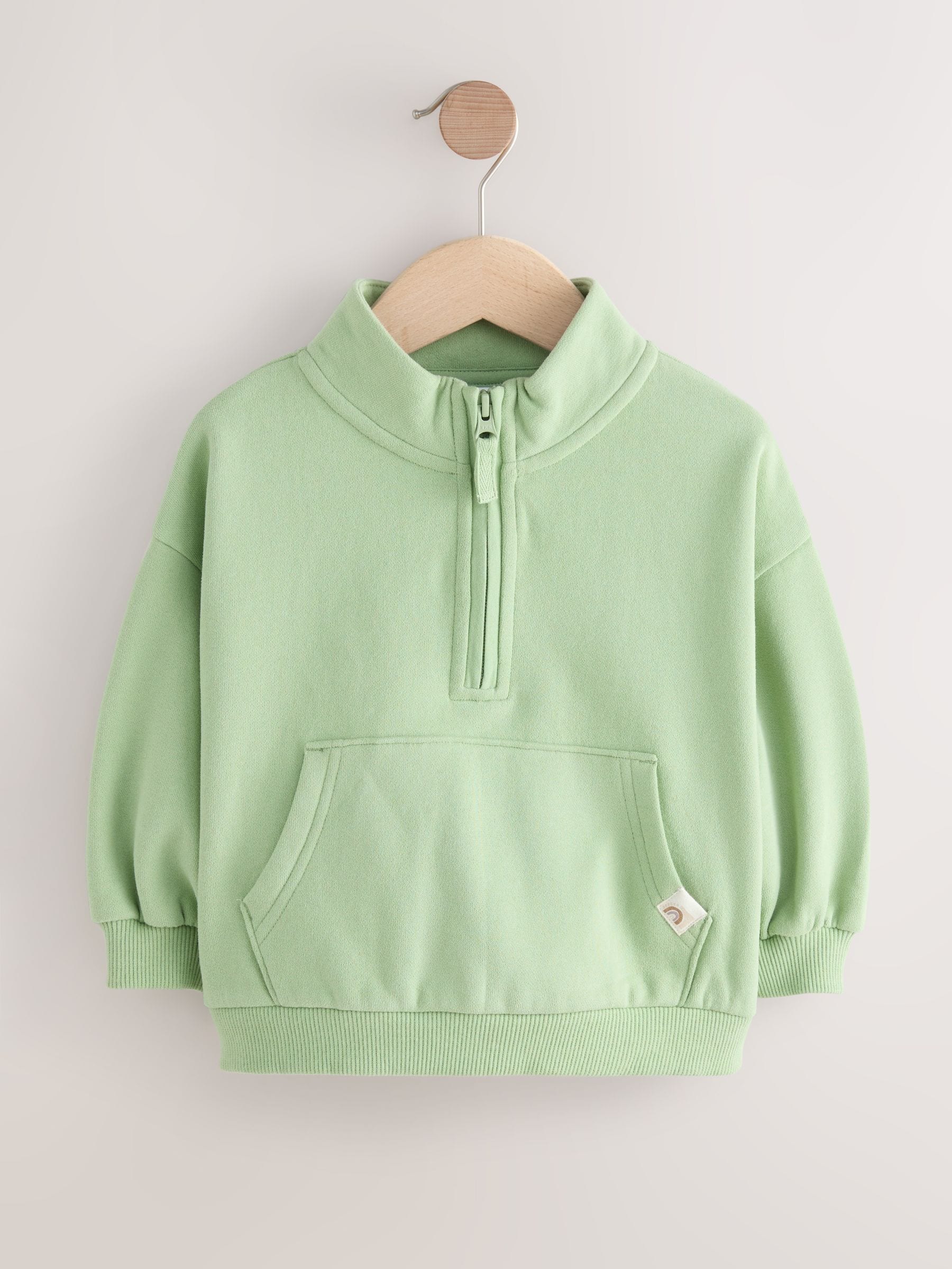 Grijs-groen - Sweatshirt met kwartrits (3mnd -7jr)