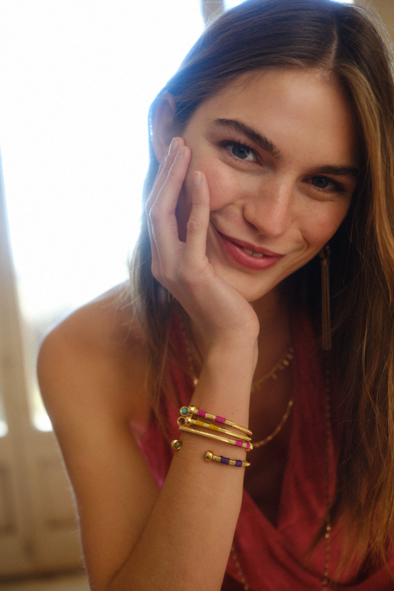 Pulseira rígida Jana banhada a ouro - Amarelo
