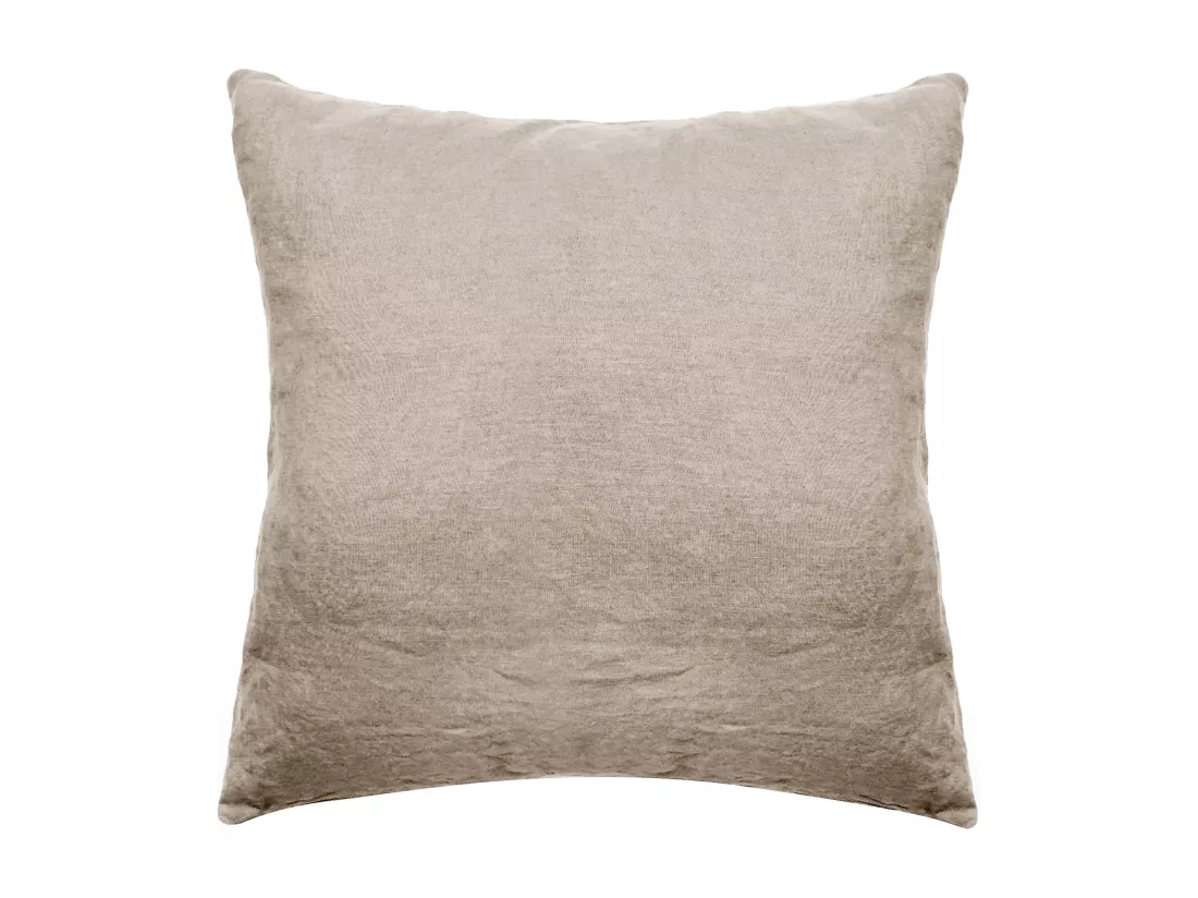 Taie d'oreiller uni 65X65 cm 100% lin lavé SONATE beige Chanvre