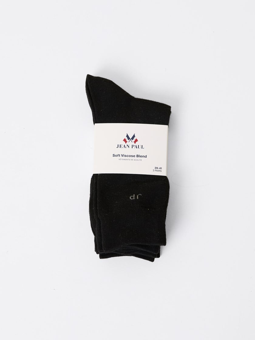 3 pk sokker med viskose Jet Black