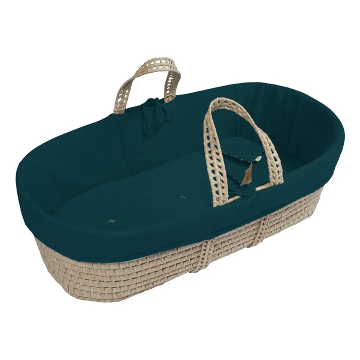 Numero 74 Parure pour couffin en gaze de coton bio | Teal Blue S022
