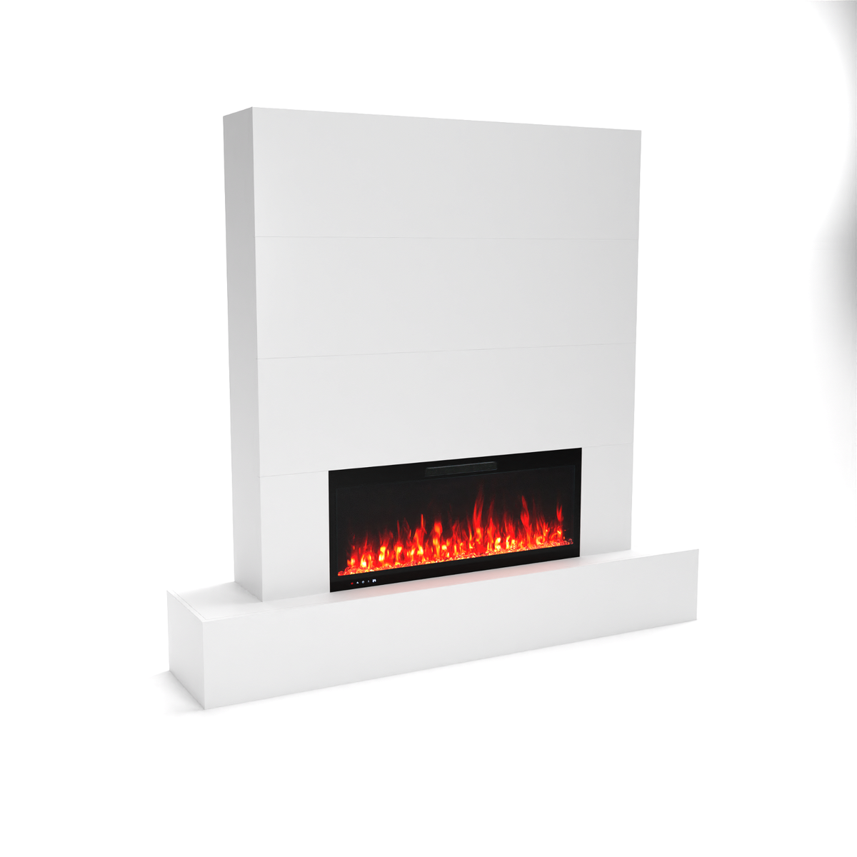 Glow Fire TV wandmeubel met open haard 'Inside 106' | Cinewall met elektrische haard in wit met verwarming (1500 W) | BxHxD: 206,6x157x41,8 cm