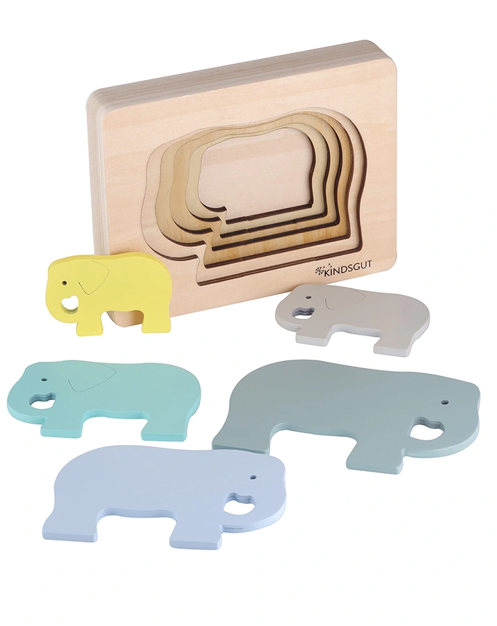 Lagenpuzzle ELEFANT 6-teilig aus Holz