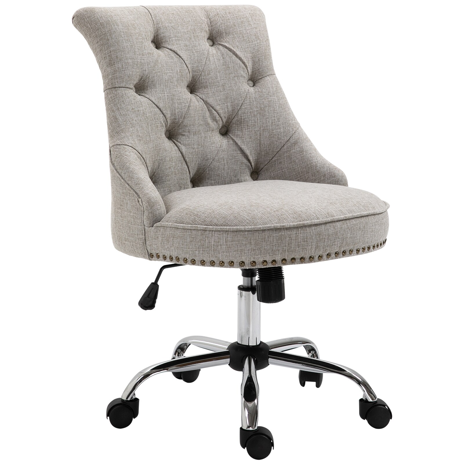 HOMCOM Polsterstuhl mit Chesterfield-Lehne hellgrau 54 x 65,5 x (84-91) cm (BxTxH)