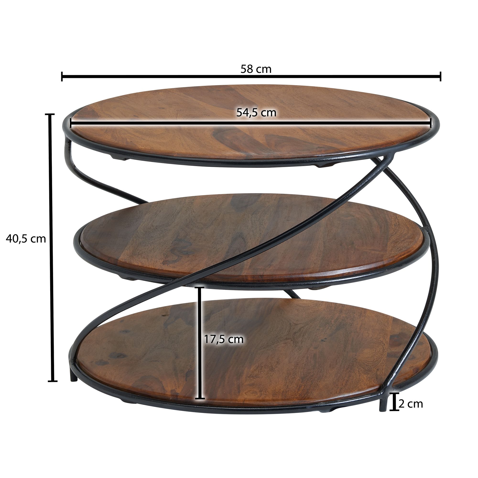 Couchtisch FineBuy Massivholz 58x58x40,5 cm Sofatisch Rund Wohnzimmertisch Tisch