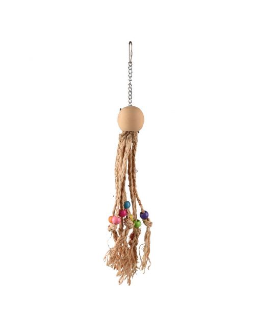 Flamingo Vogelspeelgoed Octopus Met Gekleurde Kralen - Vogelspeelgoed - 38 cm Beige