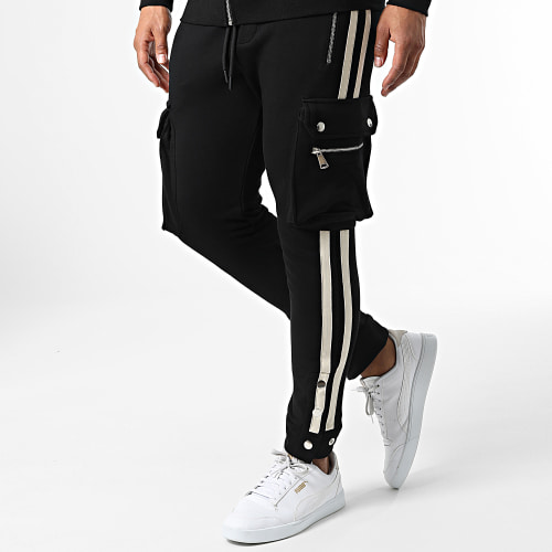 Ensemble De Survetement A Bandes FTK 6195 Noir