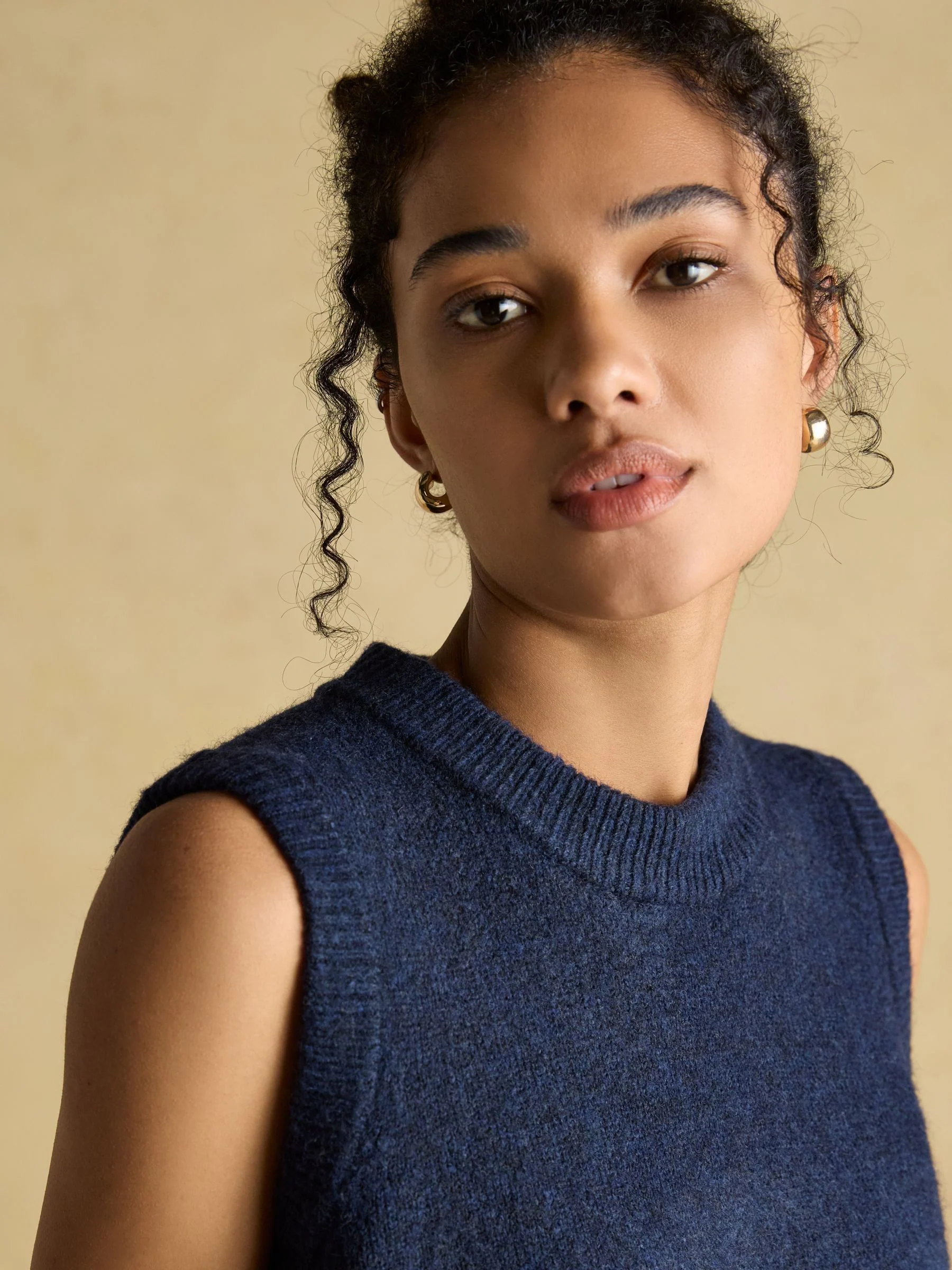 Marineblauw - Joules Holly Knitted Crew Neck Vest