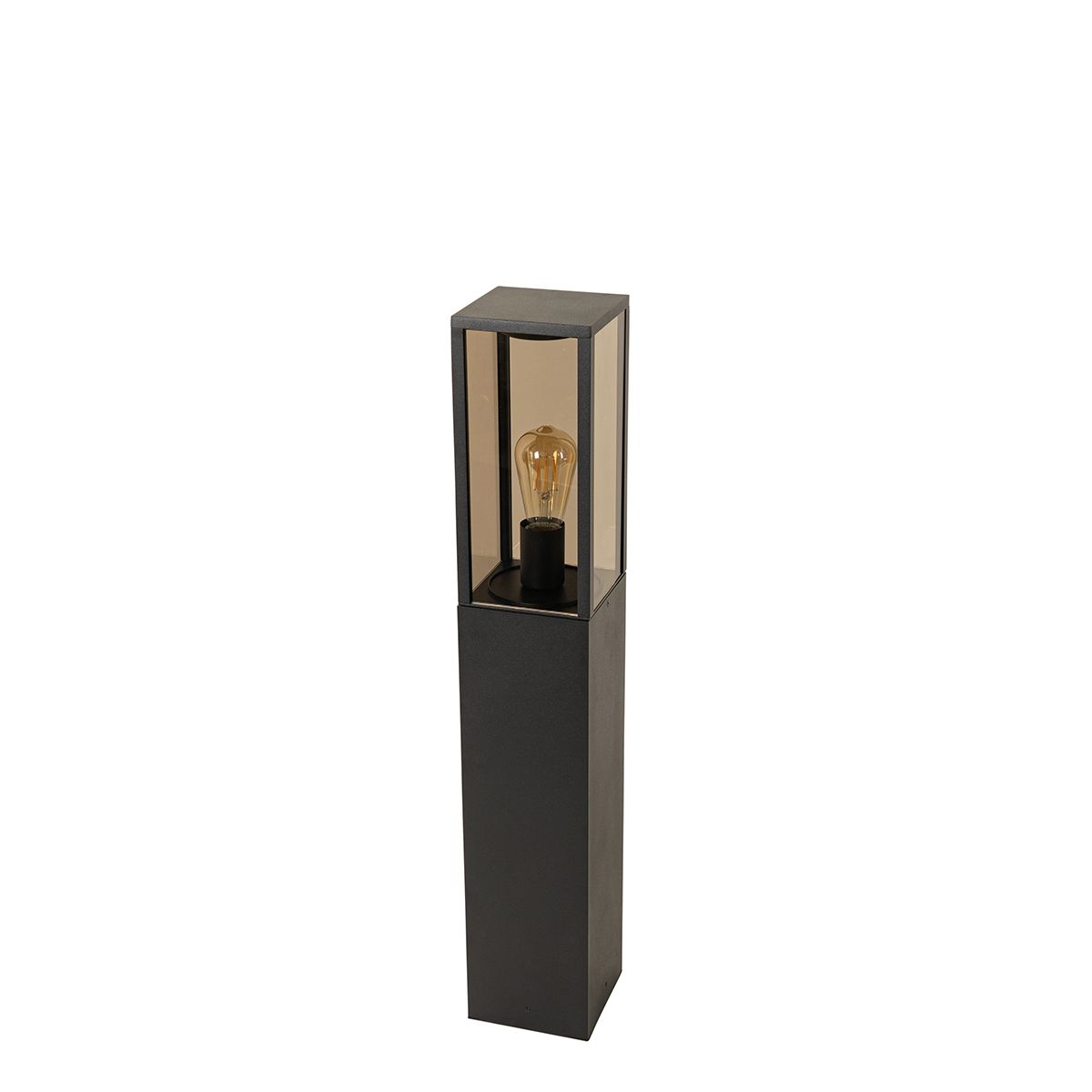 Buitenlamp zwart met smoke glas met grondpin en kabelmof 80cm IP44 - Charlois