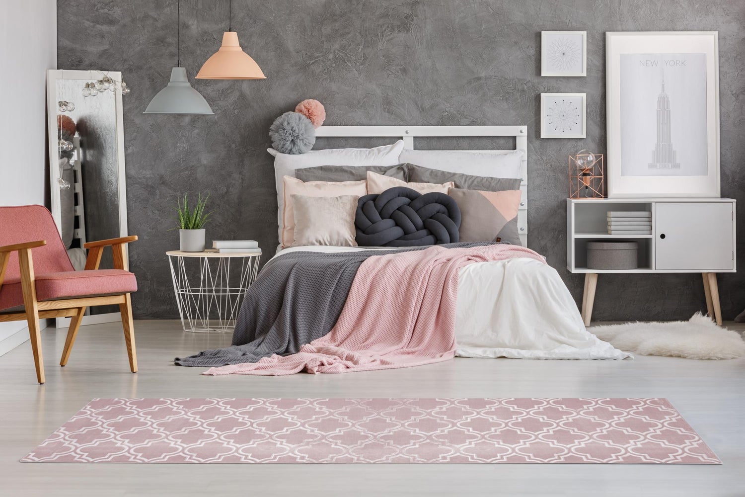 Kortpolig vloerkleed Blissique Pink Modern, Klassiek 120 x 170 cm