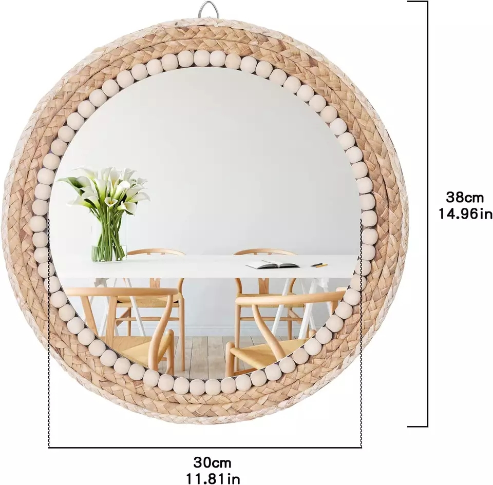 (Ø38cm) Deko Wand Spiegel Hygge Lifestyle Home Accessoire - Braun
