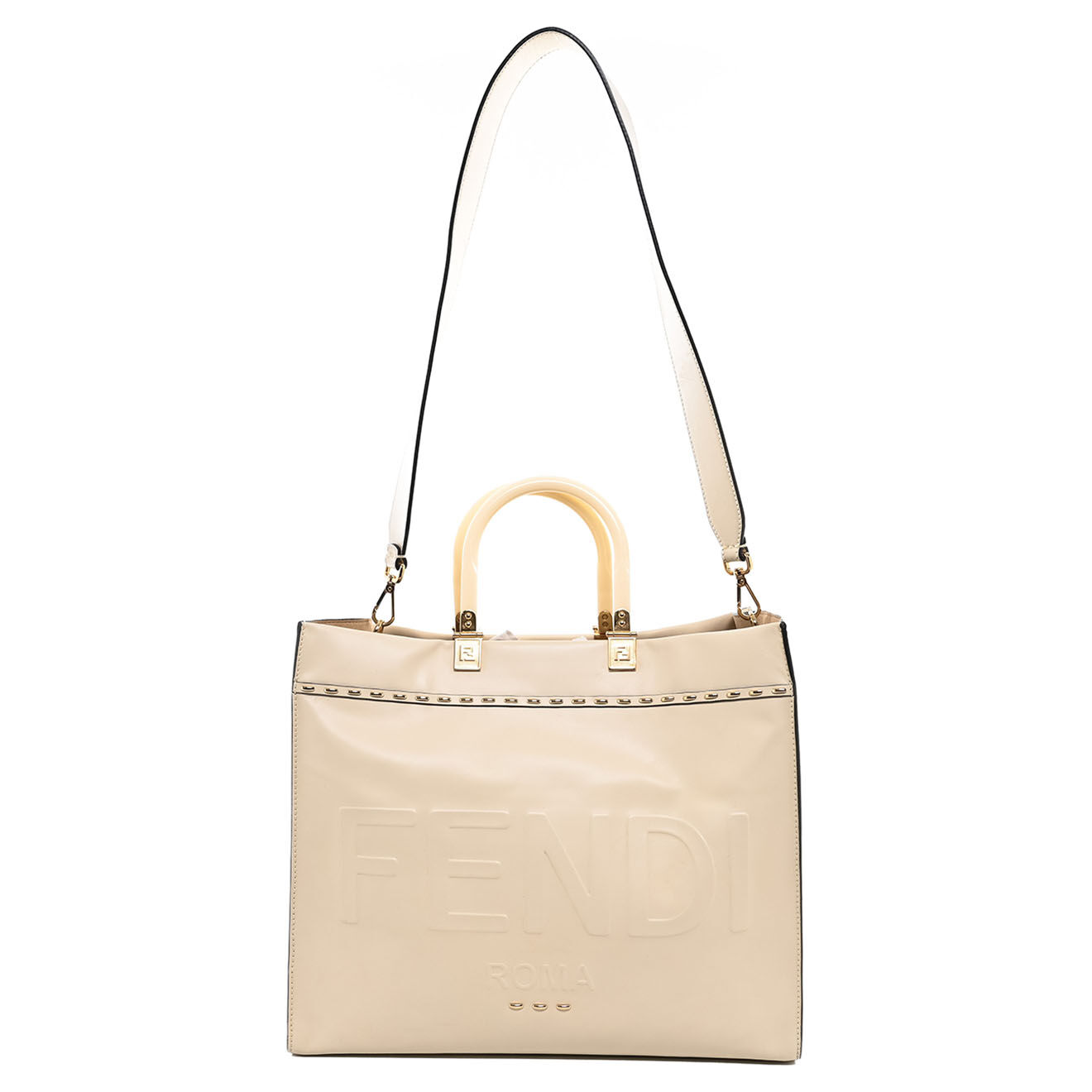 Fendi Sac cabas Sunshine Medium en Cuir Veau beige - Très bon état - L.36 cm
