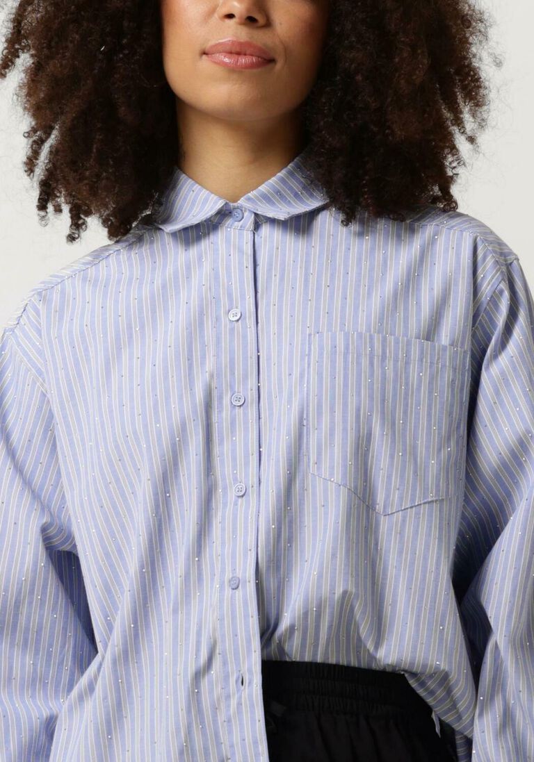 NEO NOIR blauwe neo noir blouse dalma stripe stone shirt