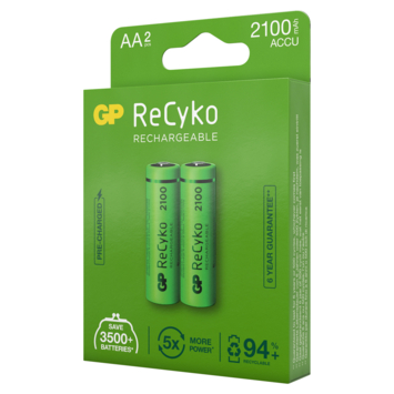 GP Batterij Oplaadbaar AA NiMH 2100mAh ReCyko 1,2V 2 Stuks