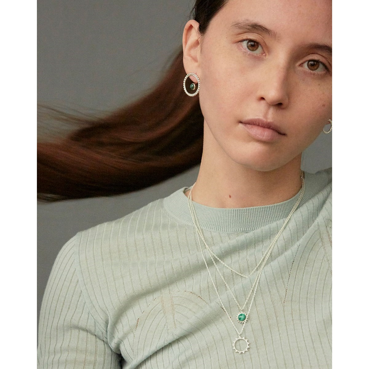 Collier Soleil et Pierre semi-précieuse, en Argent