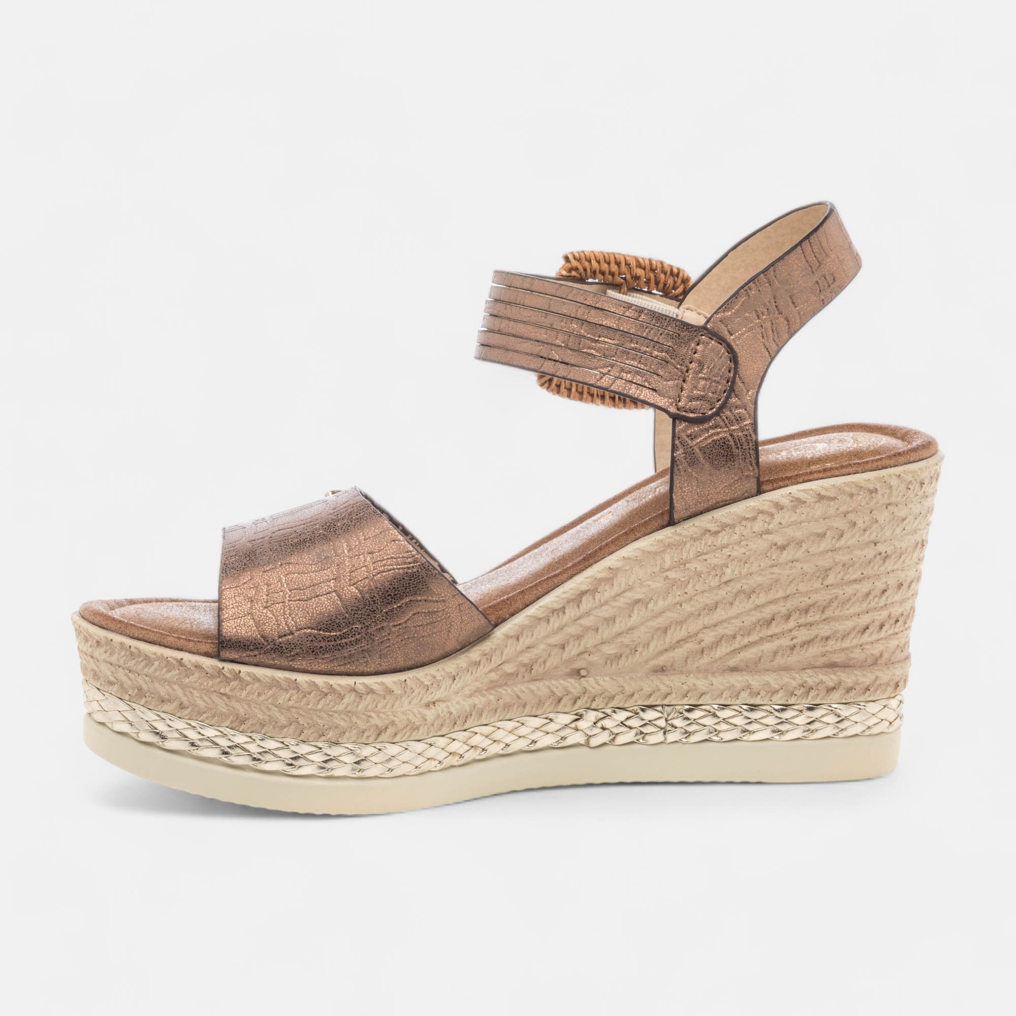 Sandales à talon compensé Femme bronze