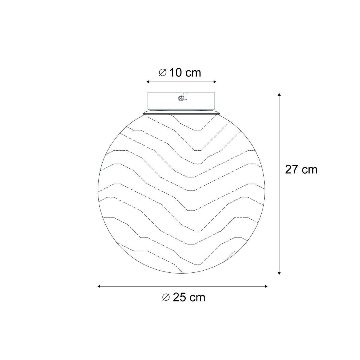 Design plafondlamp zwart met smoke fading glas - Pillon