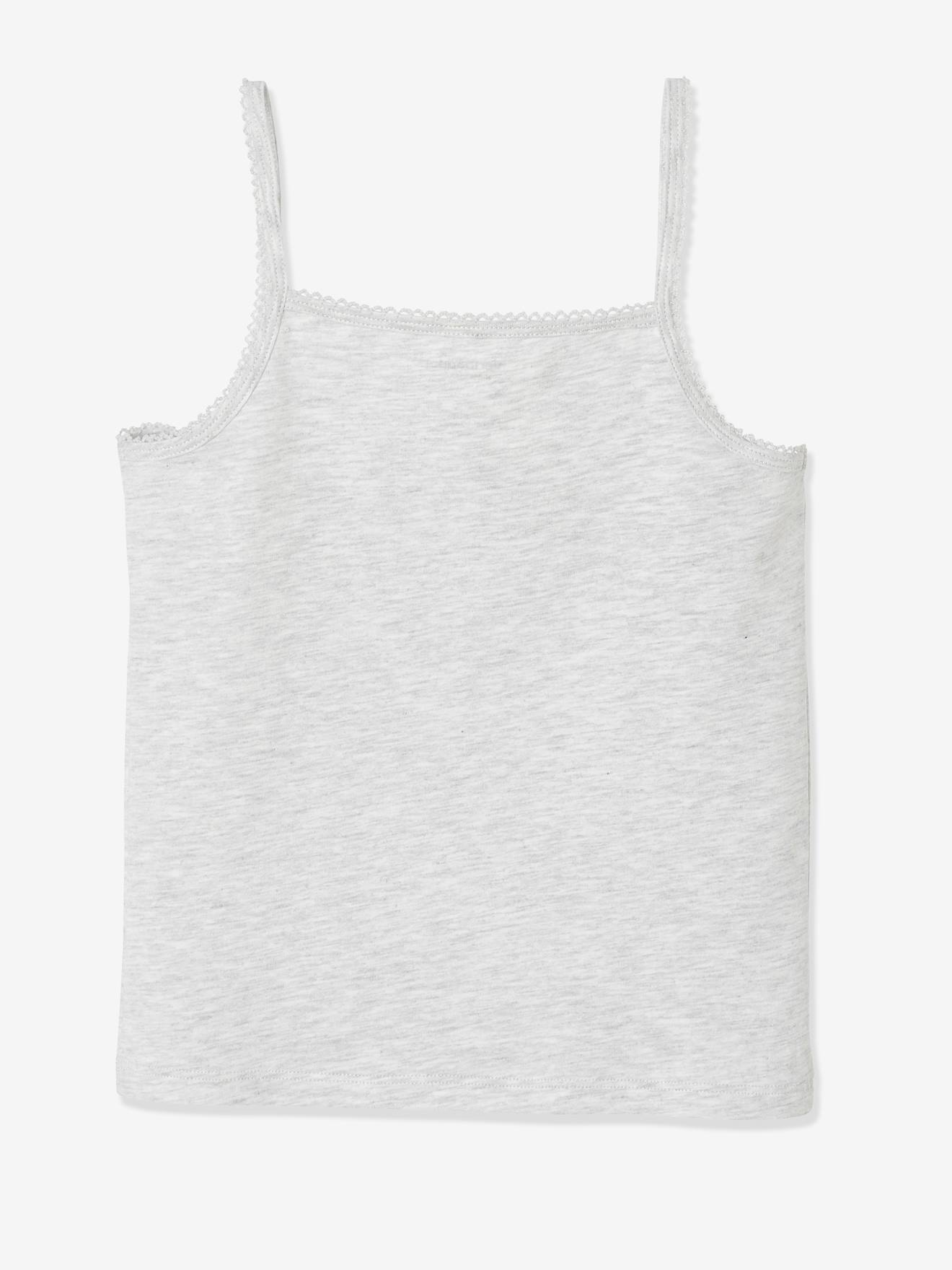 Conjunto de 3 camisetas sem mangas para meninas, branco claro, bicolor/multicoloridas
