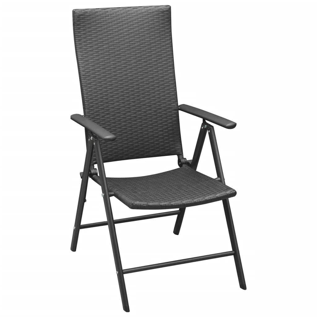 Mobilier à dîner de jardin 5 pièces noir résine tressée