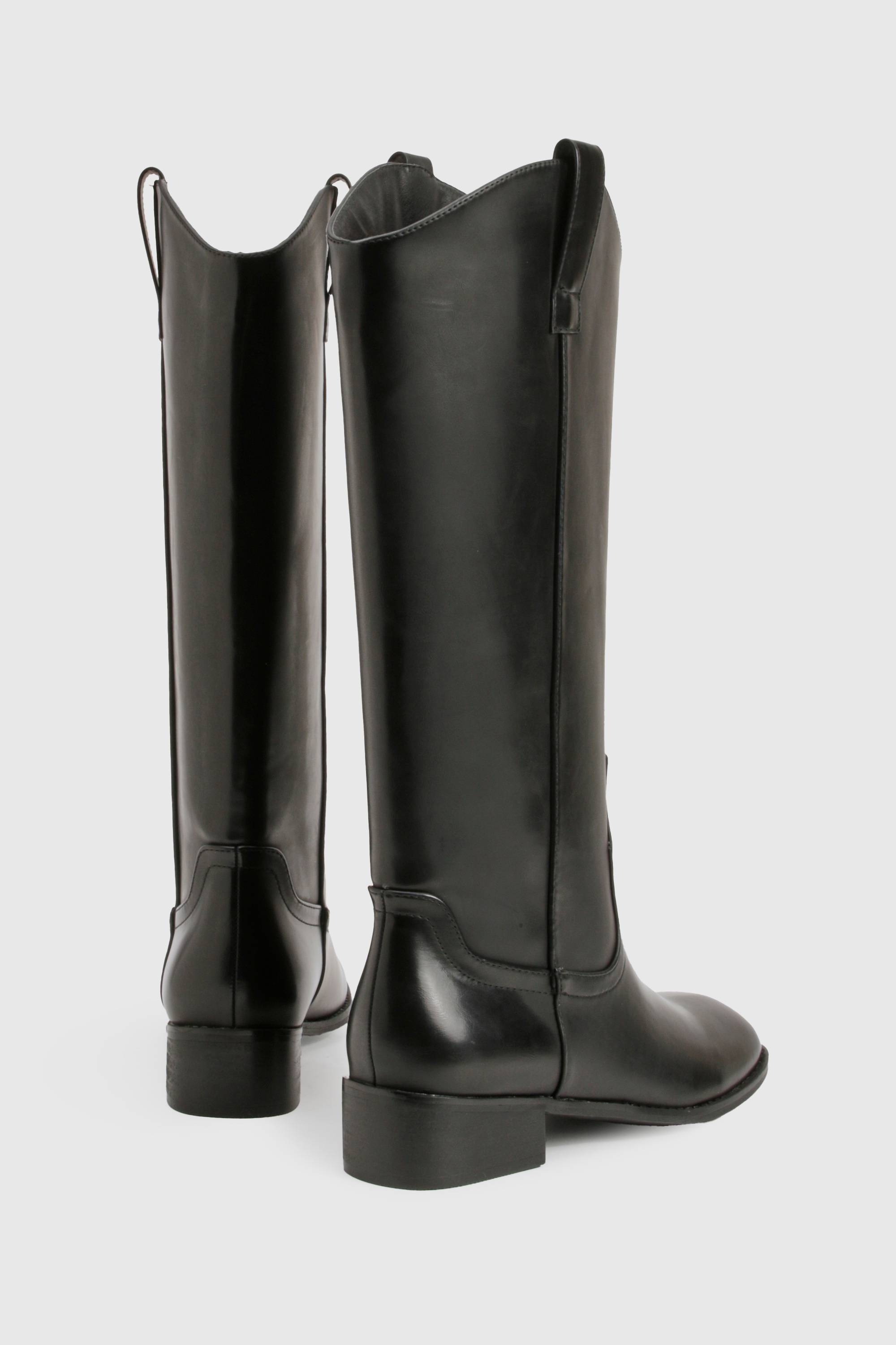 boohoo Bottes de cowboy western épurées à talon bloc effet vieilli