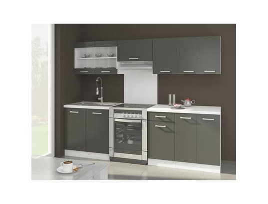 TBD - Ensemble de cuisson Ultra cuisine complete avec plan de travail l 2m40 - gris ma...