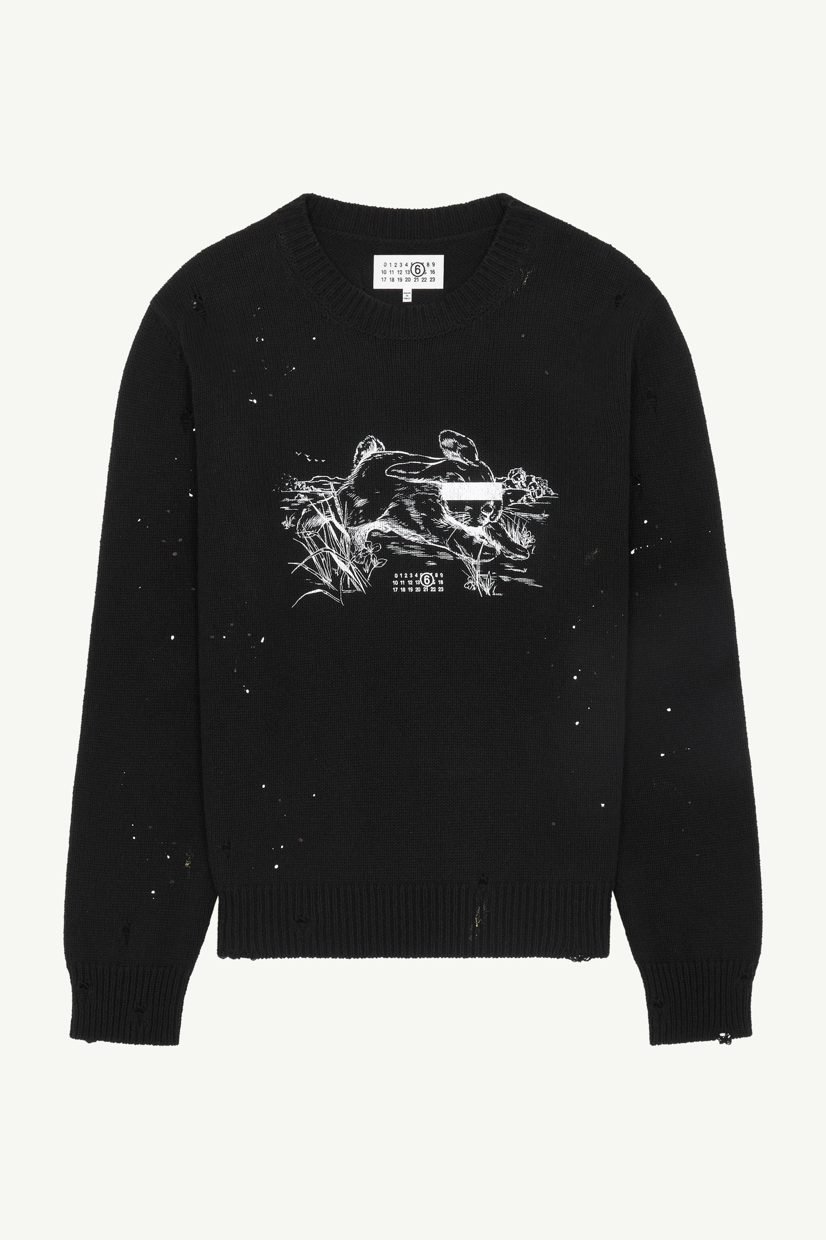 Pull imprimé lapin blanc