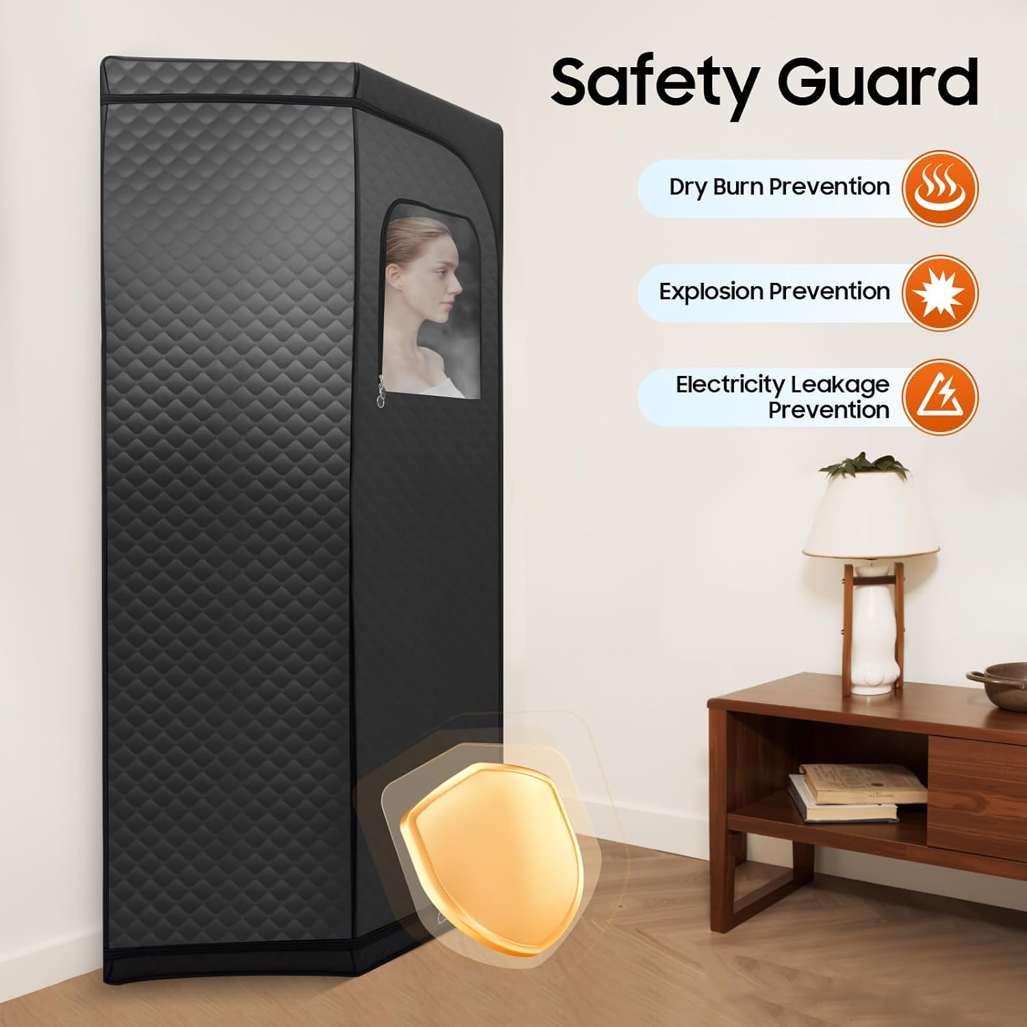 Dampfsauna Tragbar 230V mit Saunazelt Dampferzeuger Klappstuhl 1350W Mobile Sauna Zelt mit Fernbedienung Sauna Indoor Dampfsauna für zuhause Heimsauna 3L-Wassertank 9-Temperaturstufen 5-60min-Timer