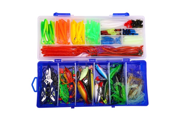 Coffret multi-leurres Fish4All durs, souples et métalliques avec pince (328pcs)