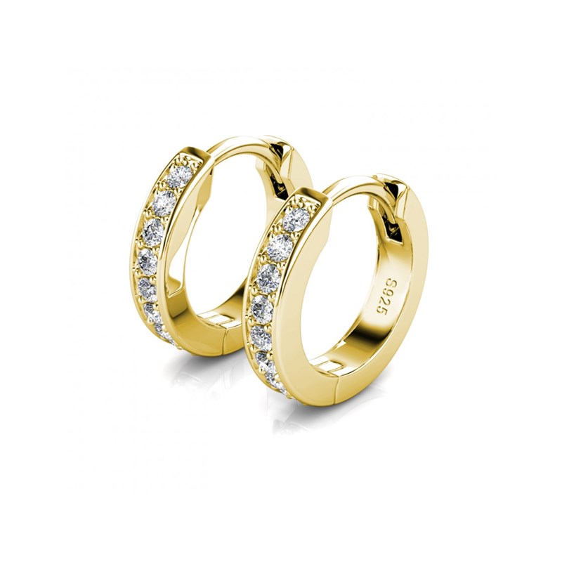 Boucles d'oreilles Circle Hoop - Doré et Cristal