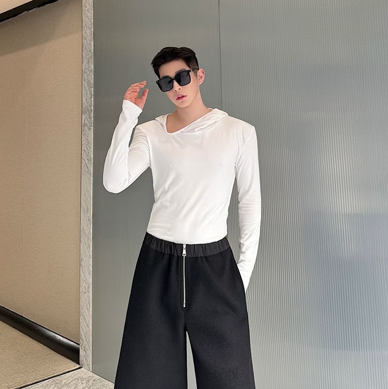 Freehop - Asymmetrisch T-shirt met lange mouwen en capuchon