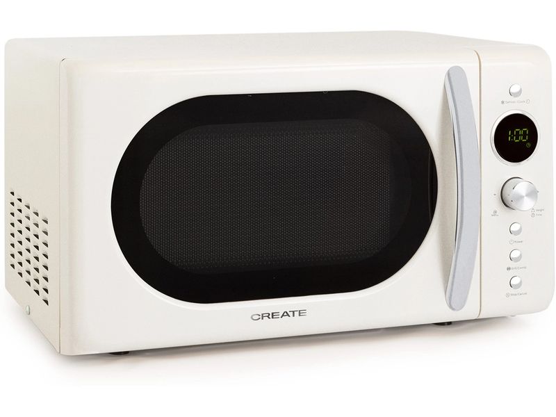 Create Mikrowelle Retro Wollweiss Retro-Mikrowelle mit Grill, Defrost und Autocook-Funktionen