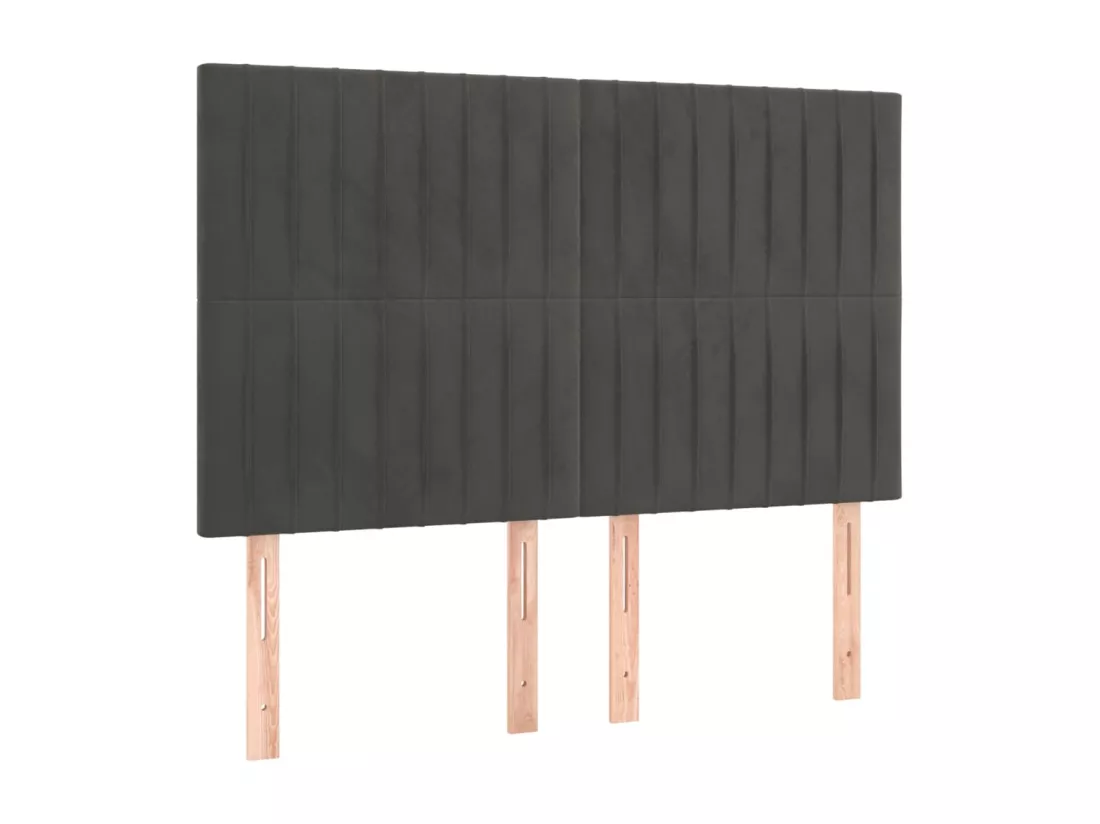 Sommier tapissier matelas et LED Gris foncé 140x190 cm Velours