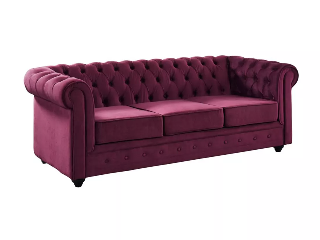 Canapé 3 places CHESTERFIELD - Velours pourpre