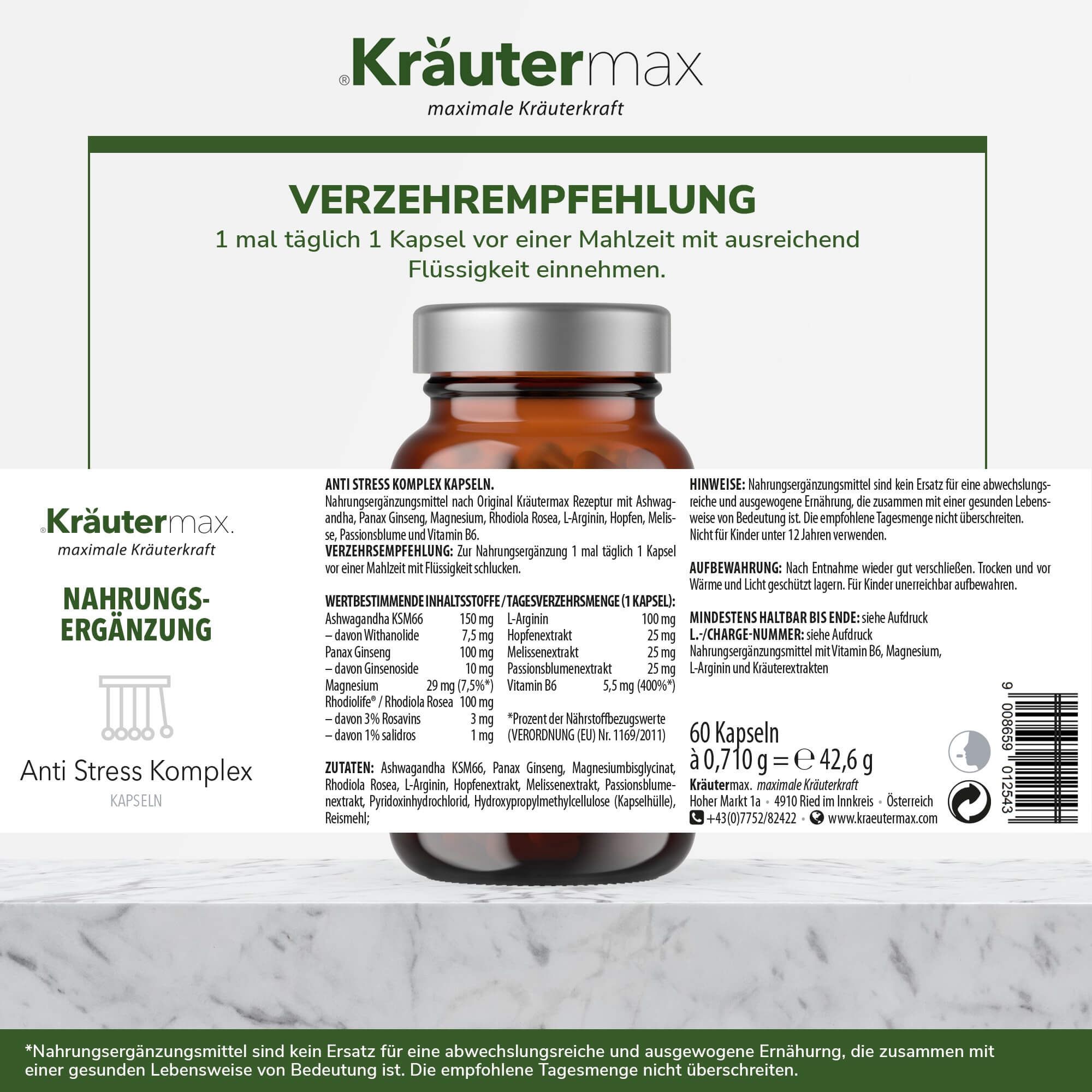 Kräutermax Anti Stress Komplex Kapseln