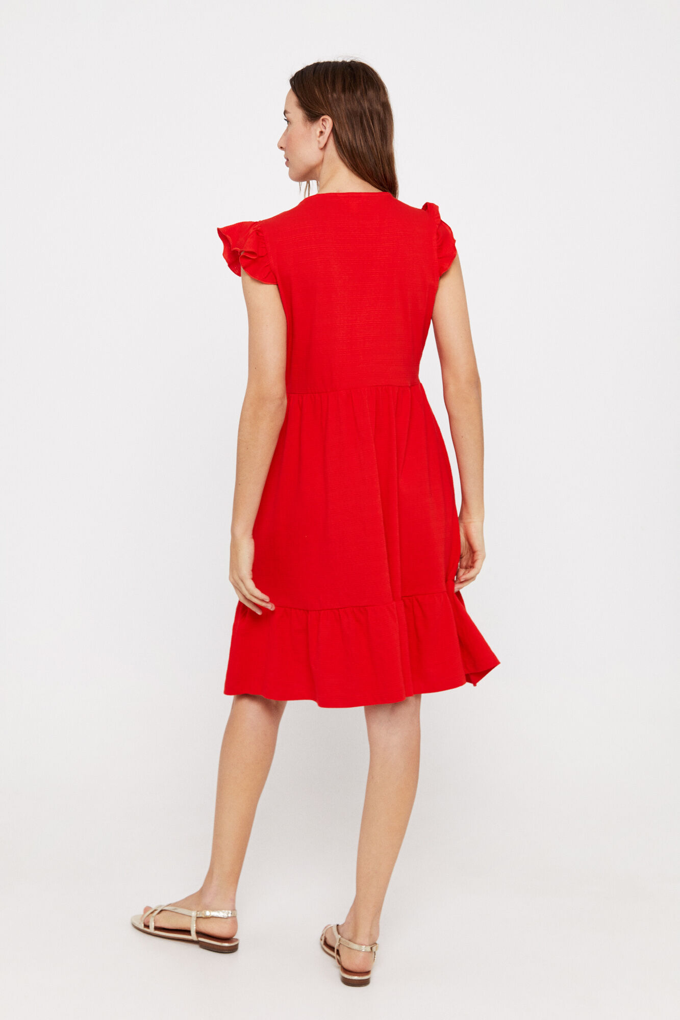 Vestido curto bordado - Vermelho