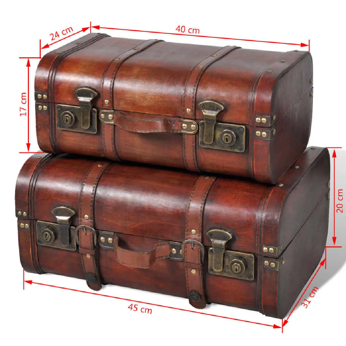 VIDAXL Coffres de Rangement Vintage - Marron (2 pcs)