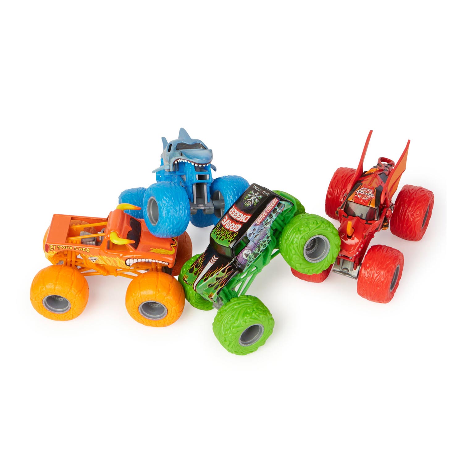 Monster Jam Tough Heads Monstertruck 1:64. 4st.