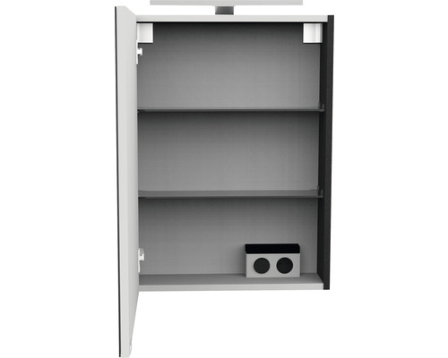 FACKELMANN SBC Small Bathroom Collection spiegelkast, 500 x 16,2 x 680 mm, antraciet, 1-deurs, LED links
