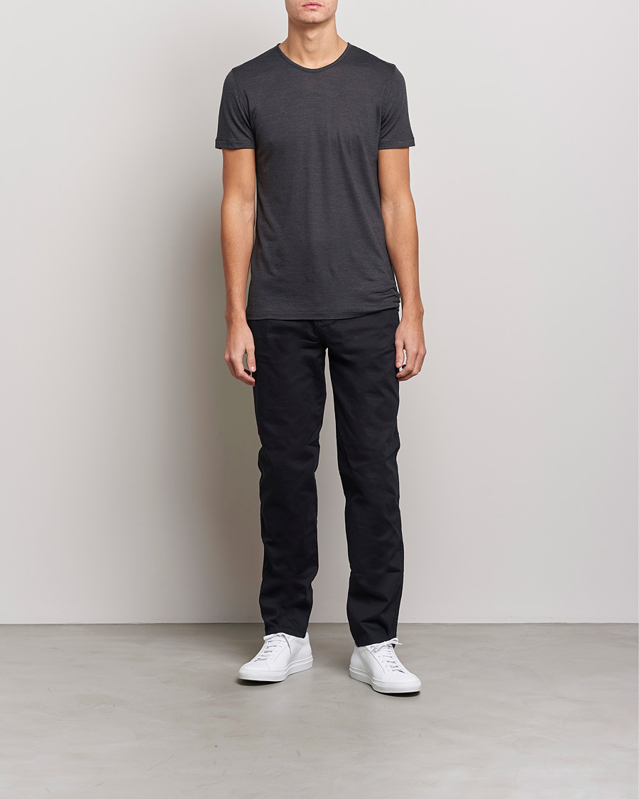 Zimmerli of Switzerland Wool/Silk Crew Neck T-Shirt Charcoal