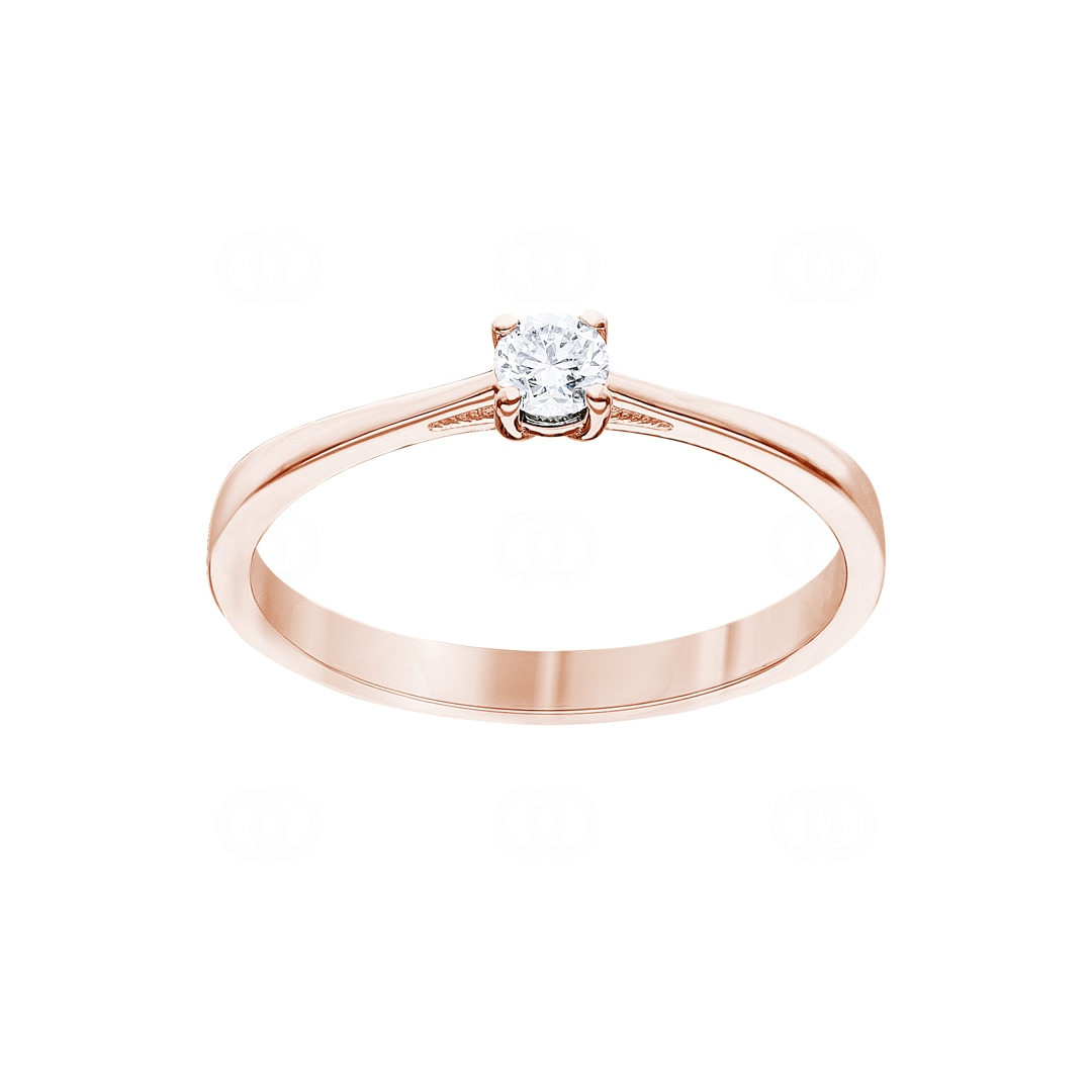 0.15 Karat Diamant Verlobungsring 750/18 K Roségold in 4-Griff
